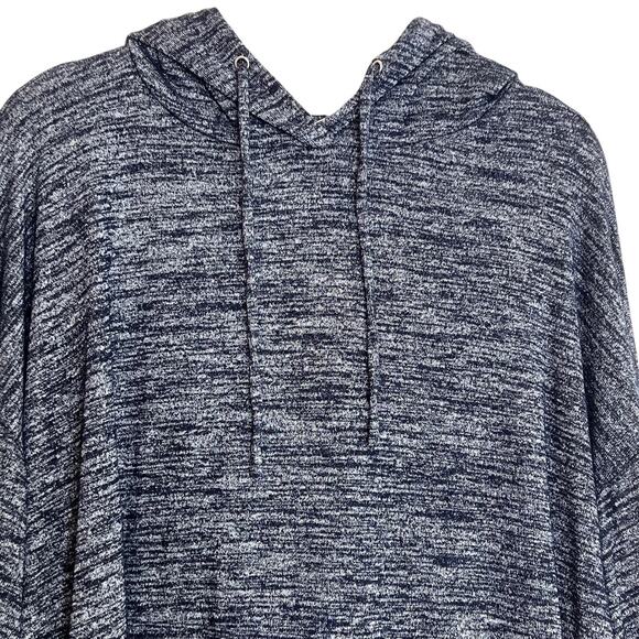 Gap Womens Hoodie Sweater Large Navy Blue Gray Marled Knit Pullover Long Sleeve - Picture 2 of 5